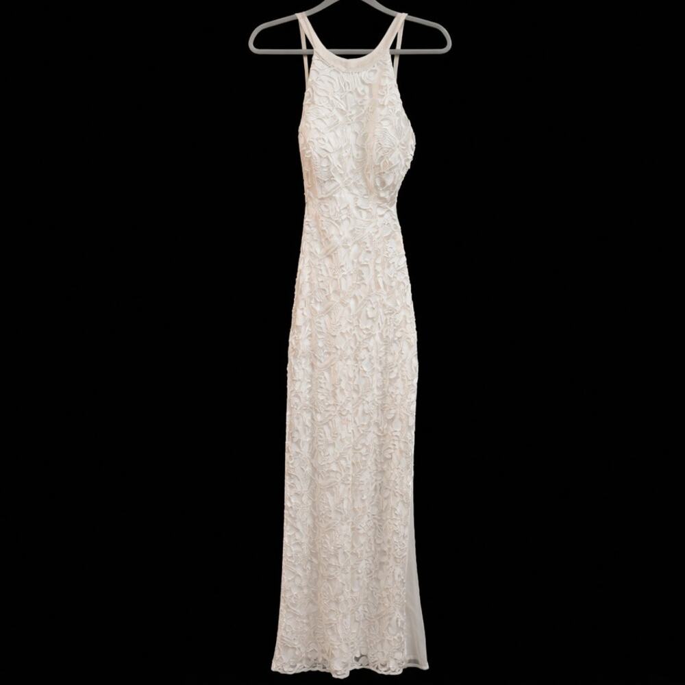 Aidan Mattox White Fitted Maxi Gown Wedding Dress Evening Bridal Women's Size 2 - Picture 2 of 9